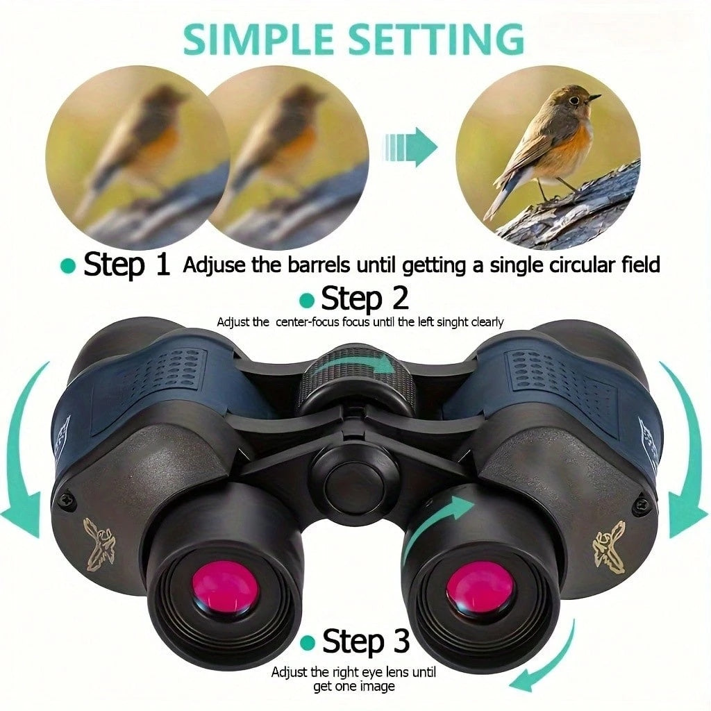 1PC Binoculars 60x60 Binoculars With Night Vision, Binoculars High-Powered Telescope Coordinate Hig
